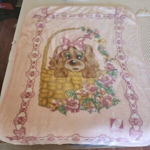 Pink Dog Blanket with Floral Design